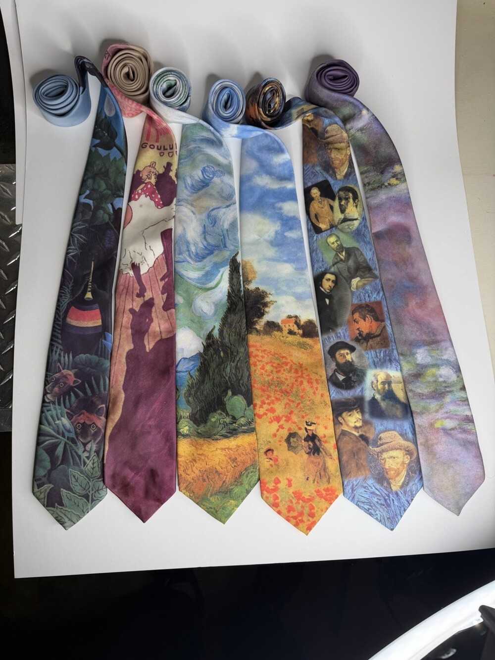 Ralph Marlin Ties Artwork Lot Of 6 Includes Waterlillies And Jungle Piper